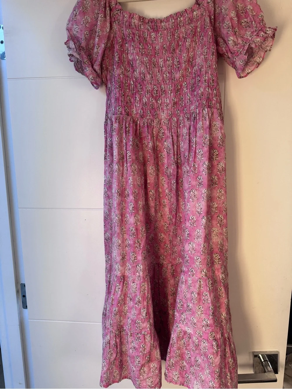 Zara Girls Pink Floral Smocked Midi Dress Size 13/14 (164 cm)